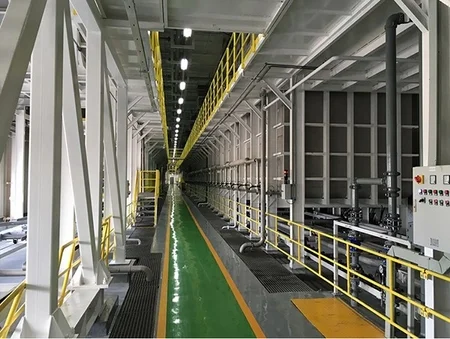 Línea de pretratamiento y electrorecubrimiento