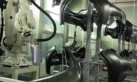 Secado a la llama de parachoques de automóviles